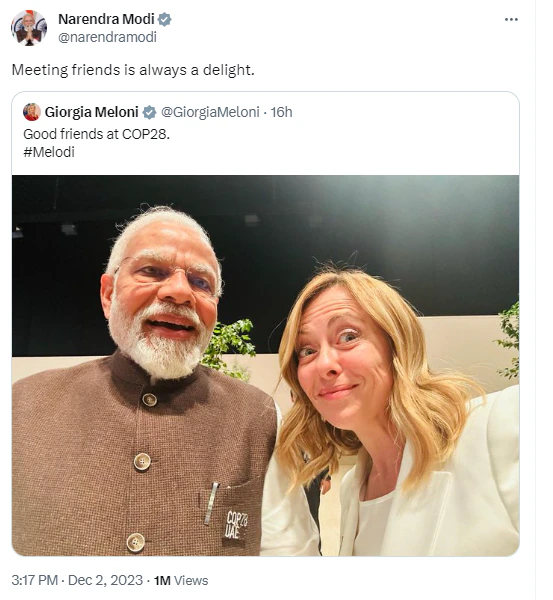 ‘Always a delight’: India’s PM Modi reacts to viral ‘Melodi’ selfie